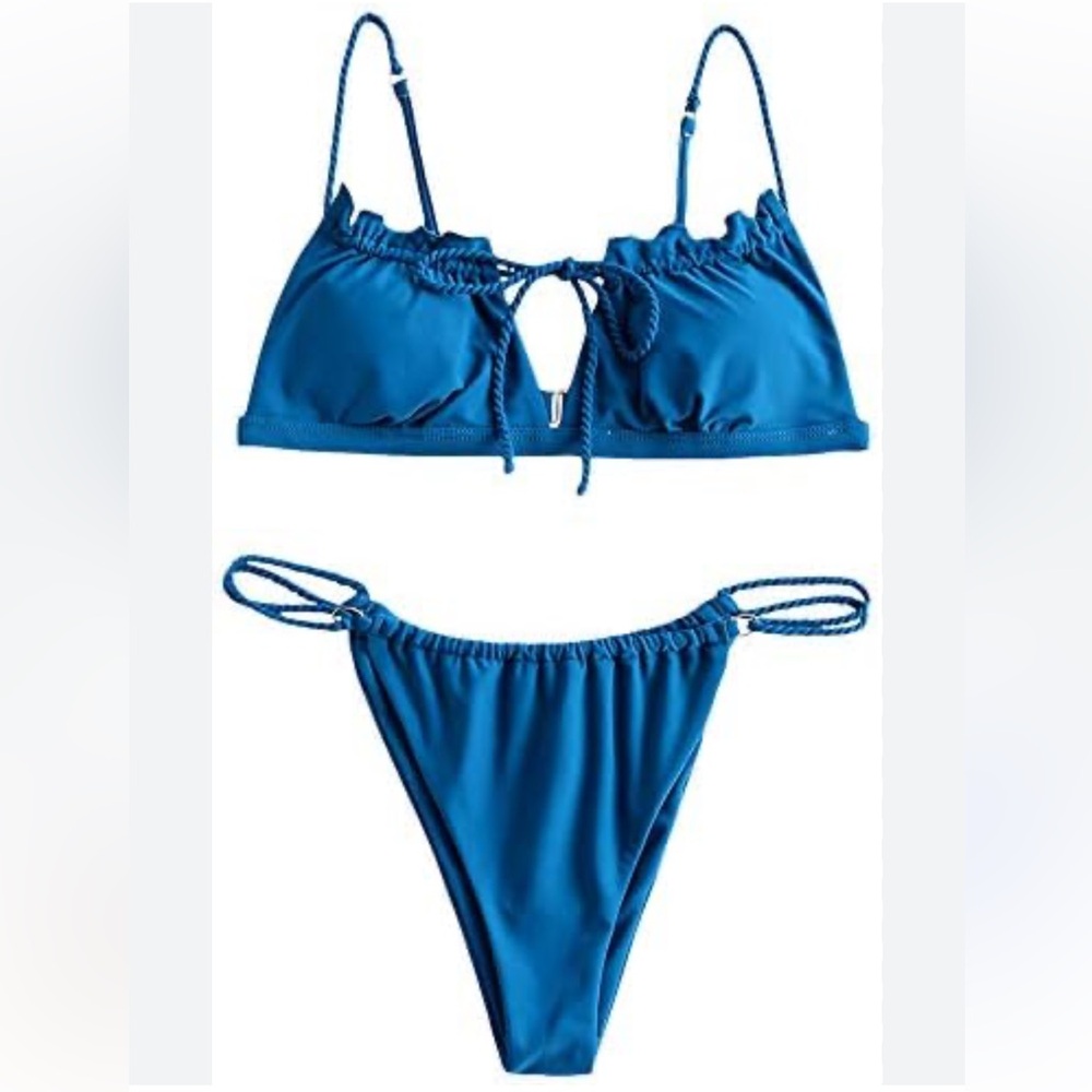 Women’s Two‎ Piece Brown Padded Solid Triangle Bikini Set NWT Size M